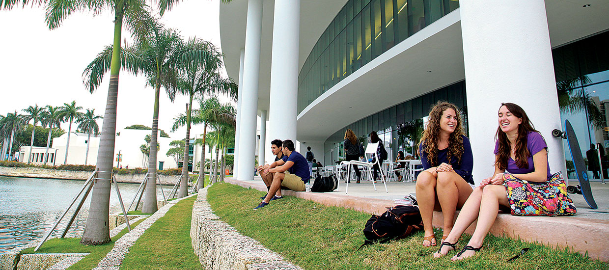 Students sitting outside of the Shalala Student Activities Center
